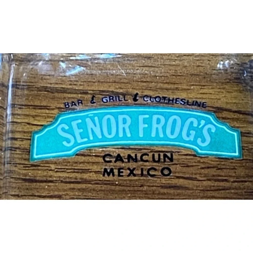 Vintage Senor Frogs Cancun Mexico Clear Glass Ashtray Bar Grill Clothesline‎